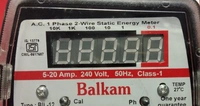 Balkam Single Phase Electronic Digital Meter  - 2KW, Black, NA
